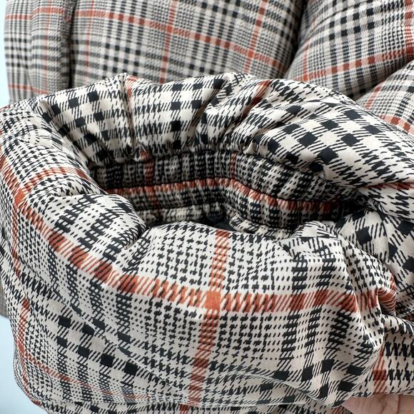 Ava & Viv Mid Length Puffer Jacket SZ 1X Tan Black Orange Hooded Snap Full Zip - Picture 7 of 14